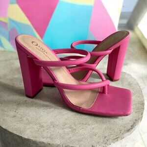 OLIVIA MILLER Pink Block Heel Sandals Size 7